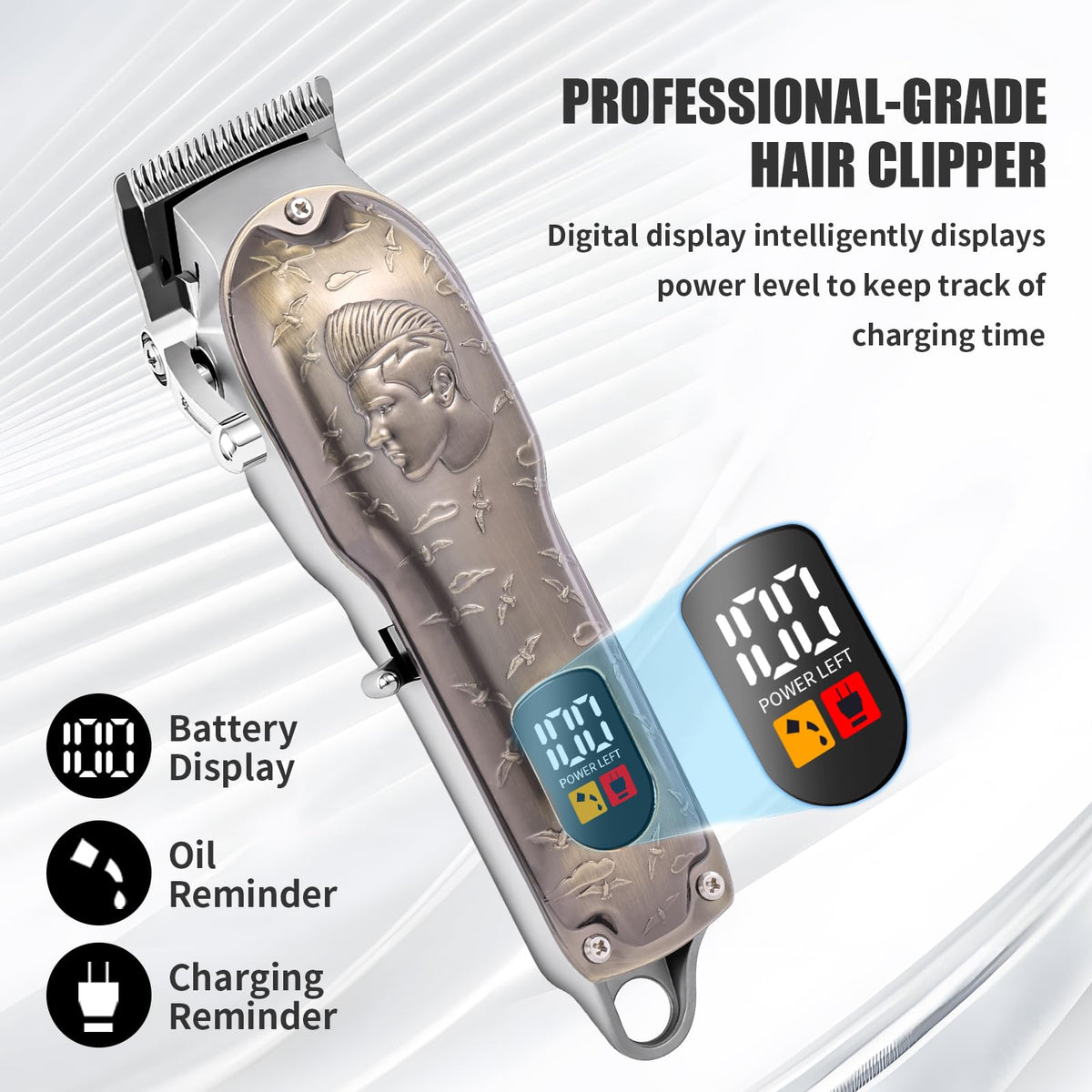 WMZR T-shaped trimmer close-up on blade for clean sideburns and precise edges