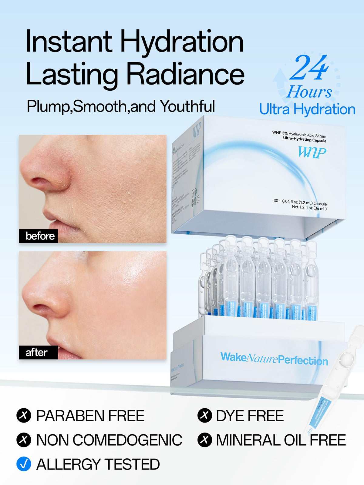 WNP open vial releasing drops demonstrating easy single-use benefit