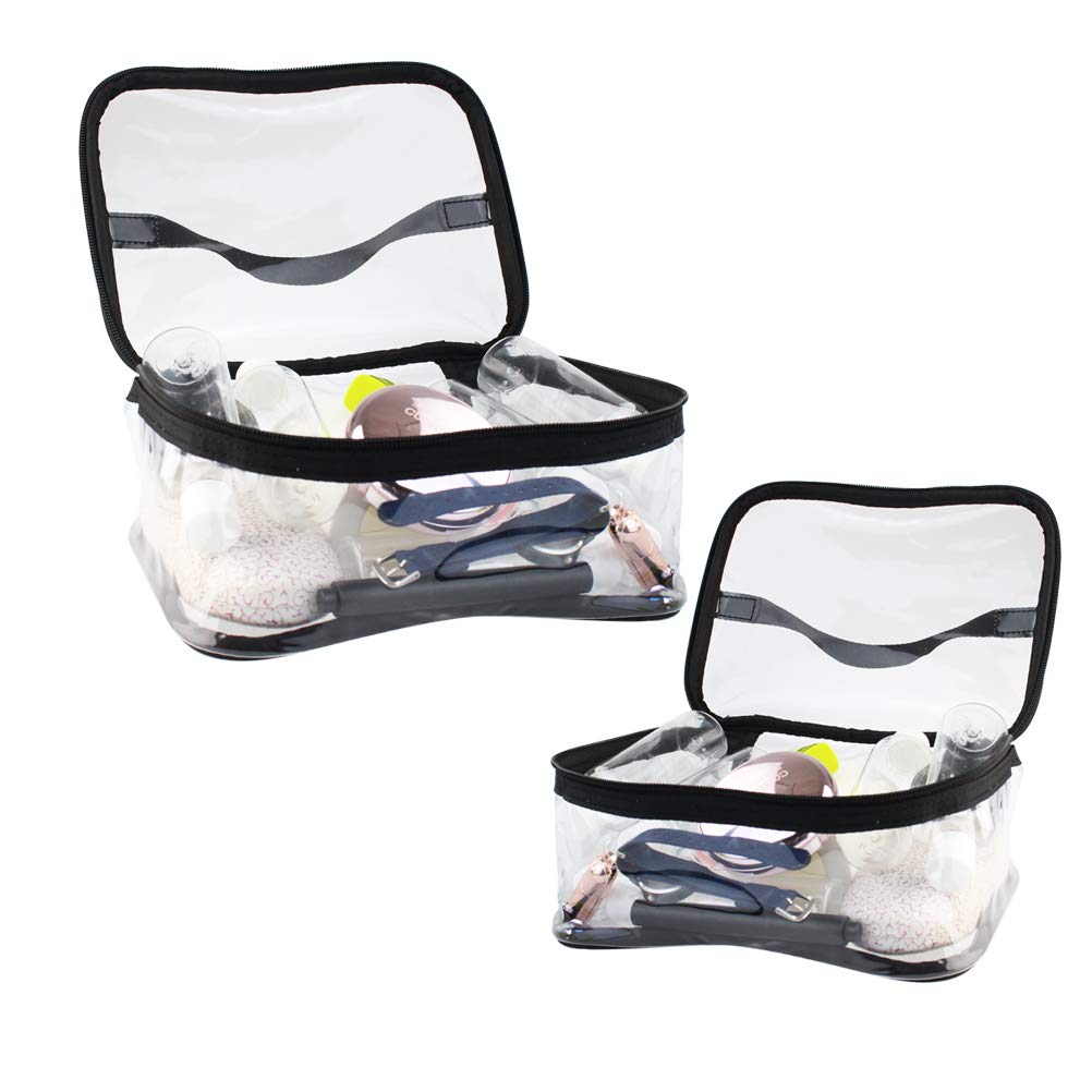 Wobe pouches on bathroom shelf illustrating tidy storage and visibility benefit