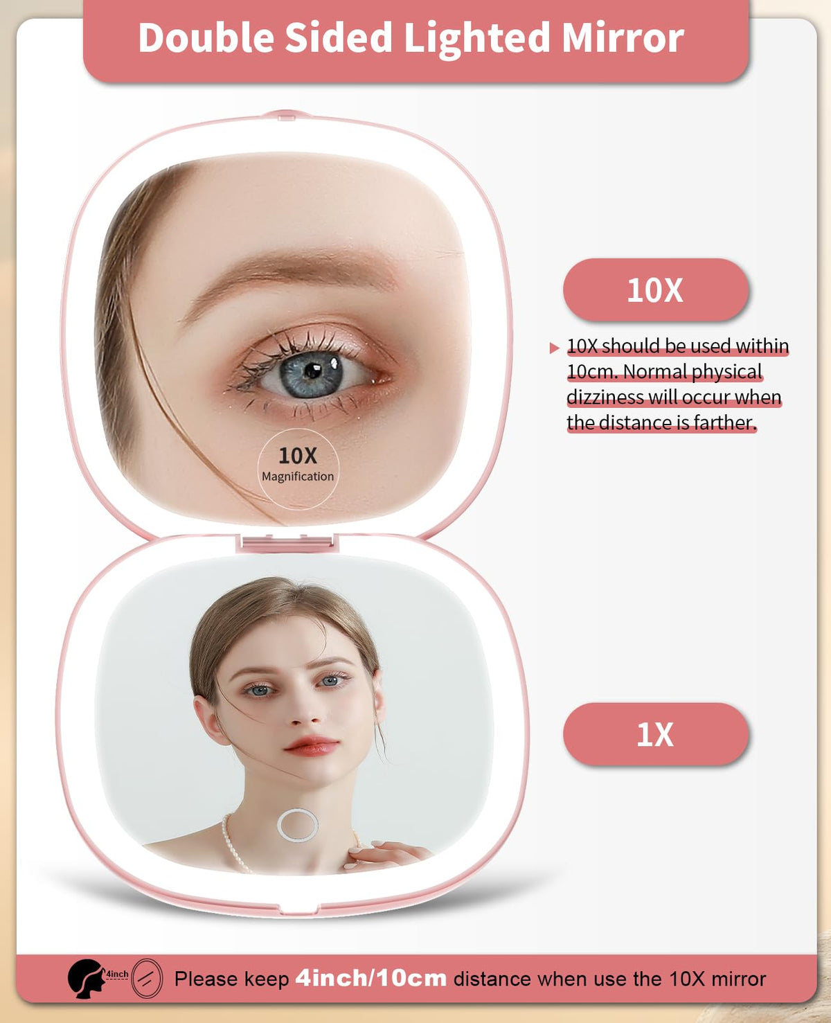 WOBSION close-up of 10x magnifying side for precise eyebrow and lash work