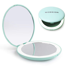 wobsion front view closed cyan showing compact portability and protective shell