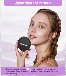 WOBSION open mirror with LEDs lit for accurate makeup visibility and true color