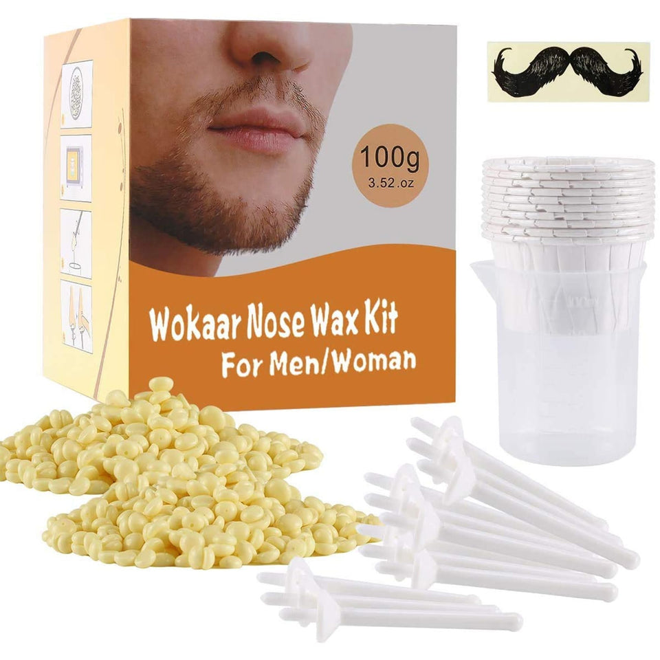 Wokaar front packaging showing kit components for at-home nose and ear grooming benefits