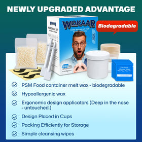 Wokaar travel-ready kit on bathroom shelf conveying portability and salon results anywhere