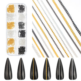 WOKOTO front packaging of 12 metallic nail chains showing variety and styling options