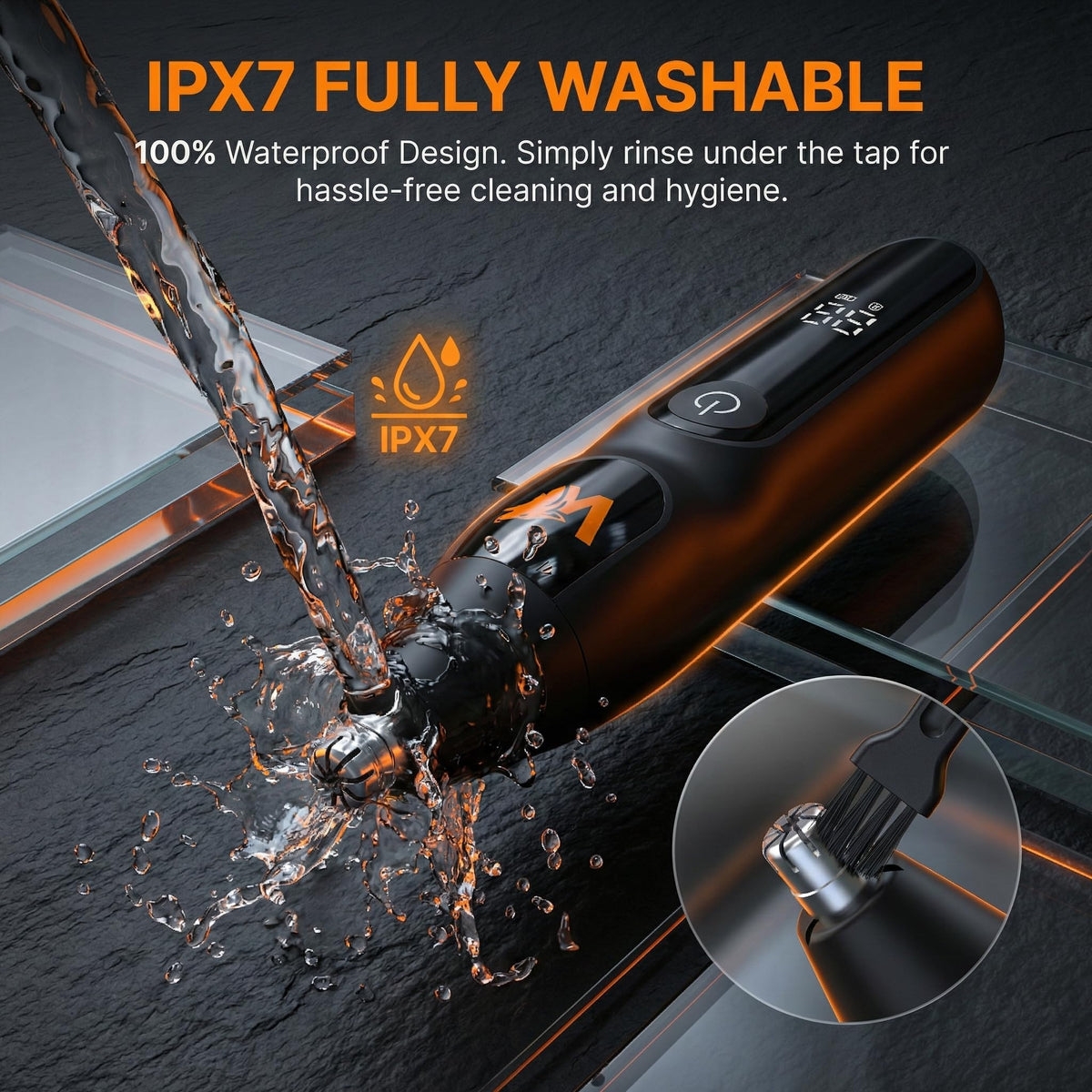 Wolnixx rinsed under water illustrating IPX7 waterproof cleaning benefit