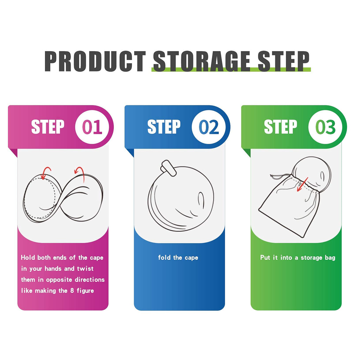 woniutch folded storage pack illustrating compact, easy storage benefit