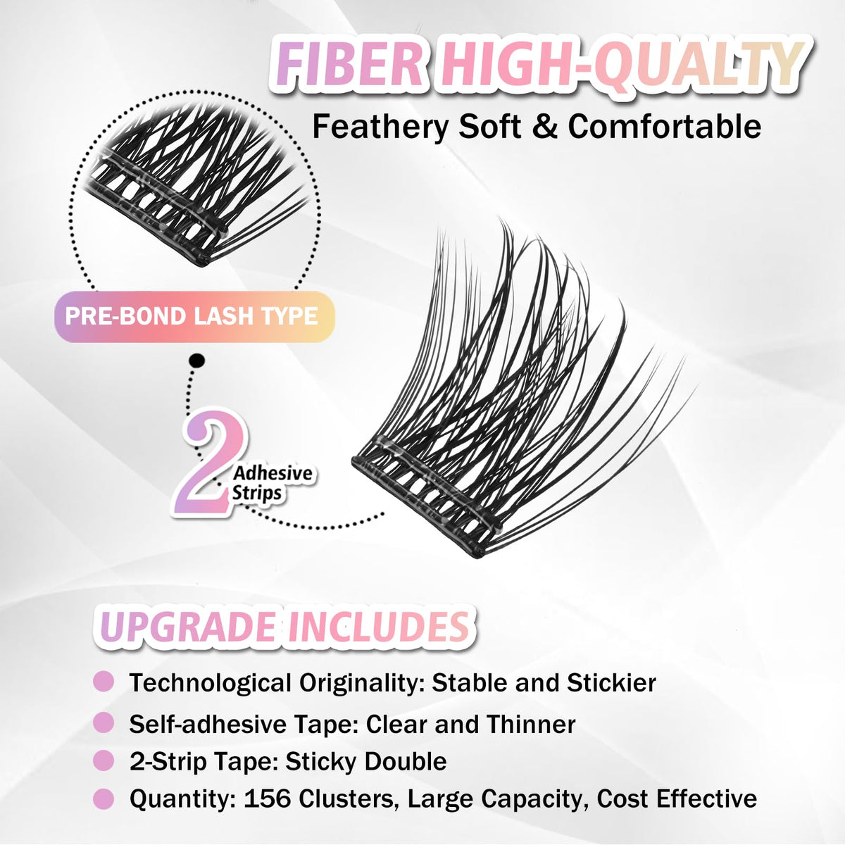 WONSIS arranged clusters displaying five sizes for customizable lash volume benefits