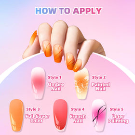 Woobena cured ombre nails close-up illustrating smooth blended gradient finish