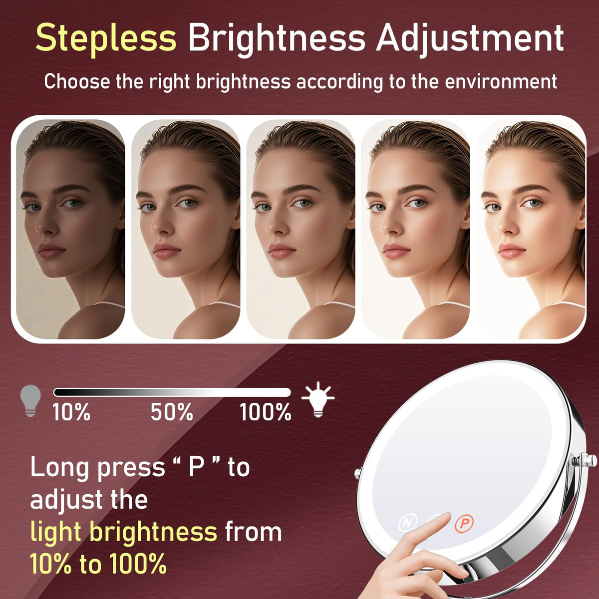 WOOCICA battery port and three-button controls for simple brightness and color management benefit