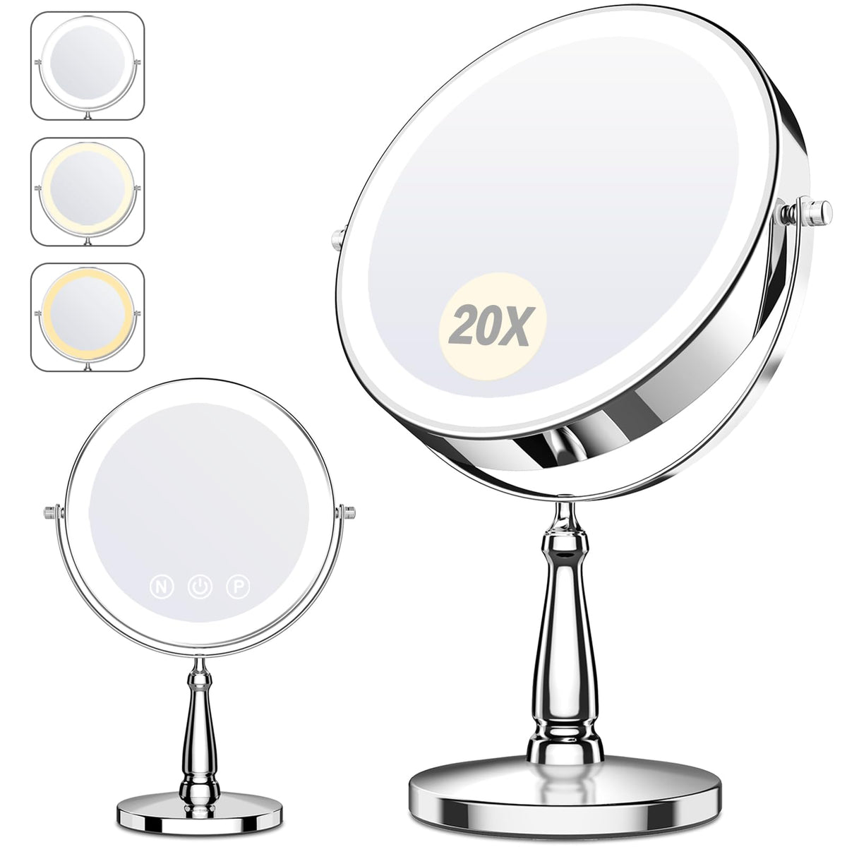 WOOCICA front view 9-inch mirror showing clean reflection and compact design benefit