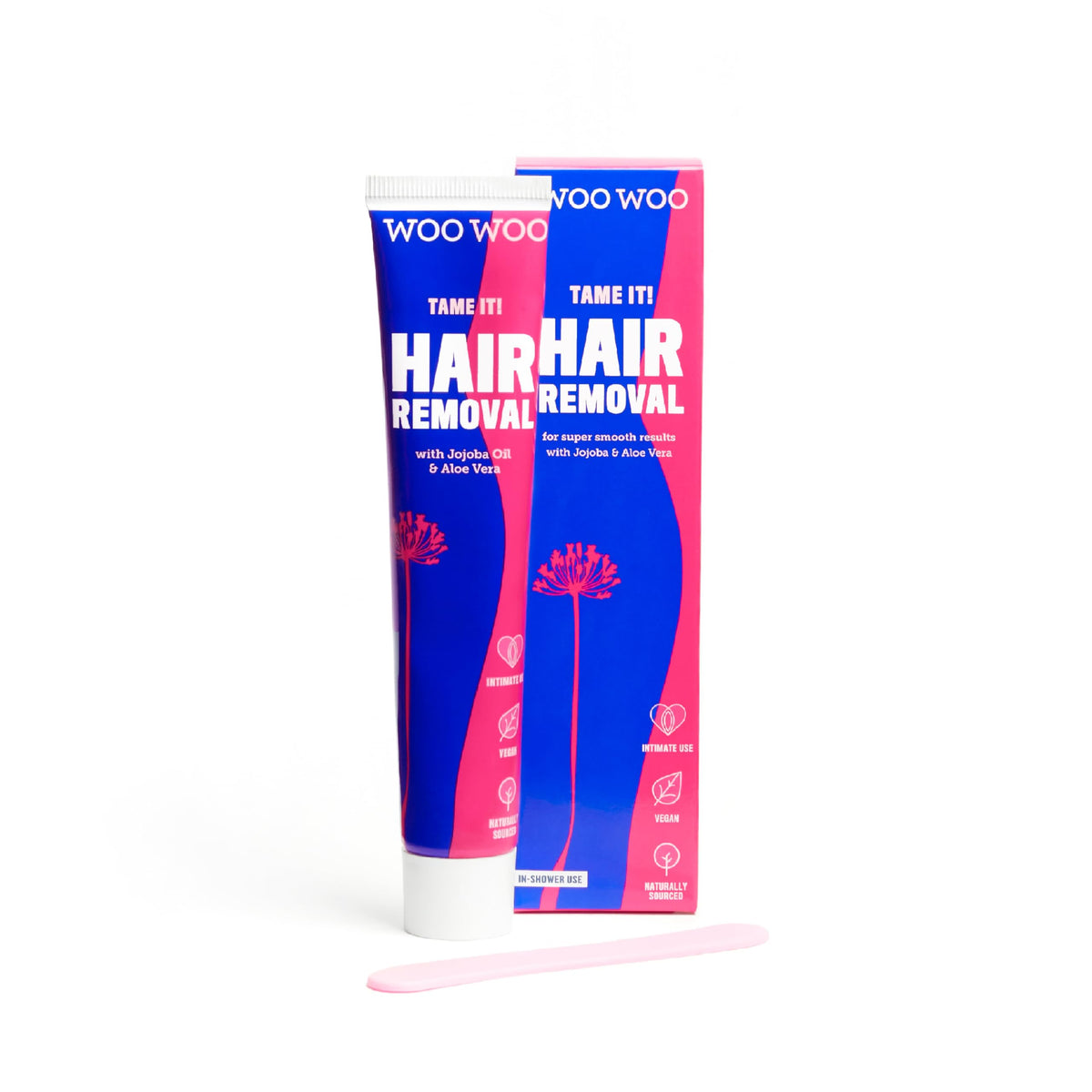 WOOWOO front packaging shot showing product and benefit of gentle hair removal