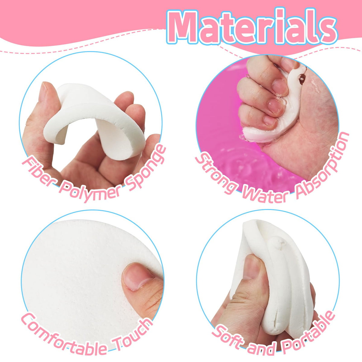 Woozettn expanded sponge top view showing thin, soft cleansing surface
