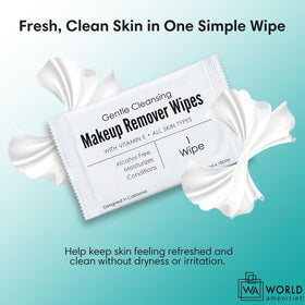 World Amenities wipes beside sink showing easy no-rinse cleansing