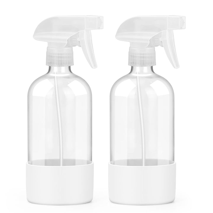 Worldgsb front view showing two glass bottles and silicone sleeves for durable refillable use