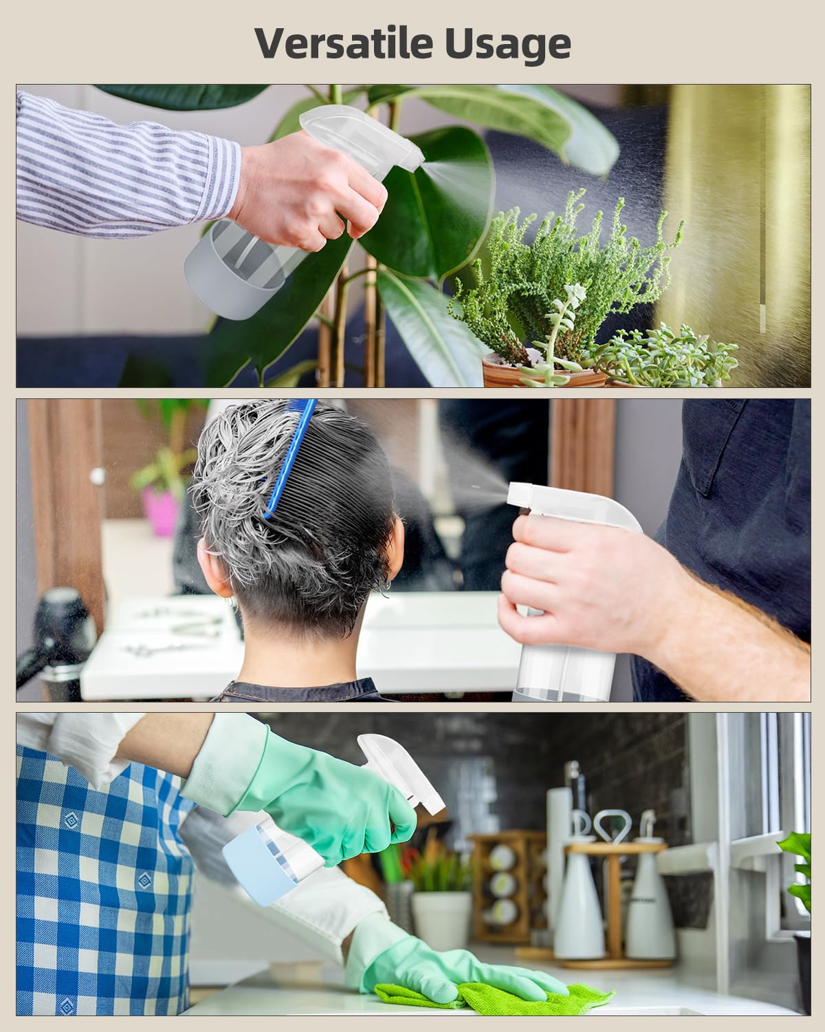 Worldgsb misting a houseplant, providing even gentle hydration