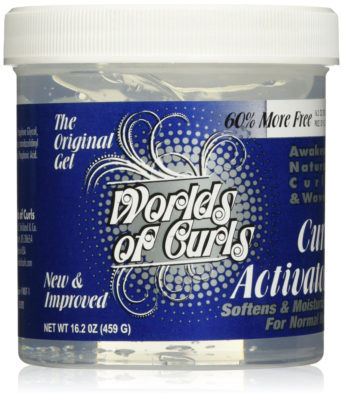 Worlds Of Curls front packaging showing bottle and label to identify product benefits