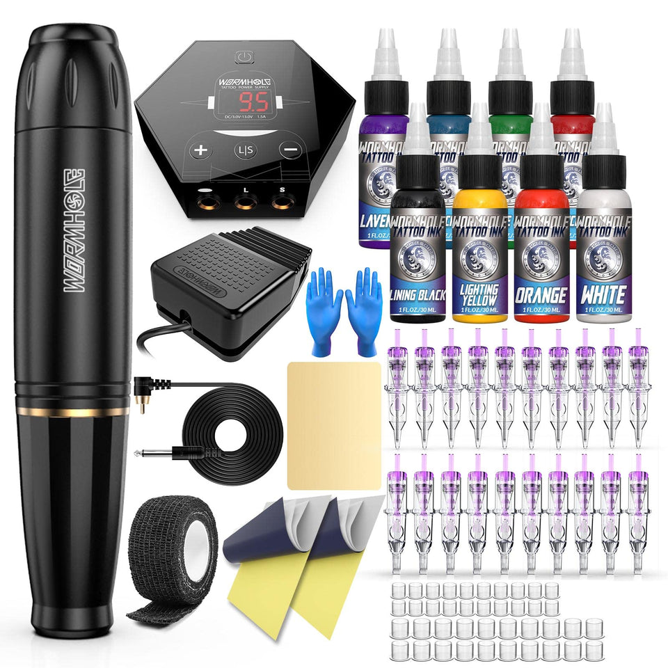 Wormhole Tattoo front packaging showing full kit and contents for quick start