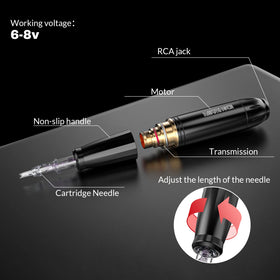 Wormhole Tattoo close-up of rotary pen highlighting ergonomic grip and precision