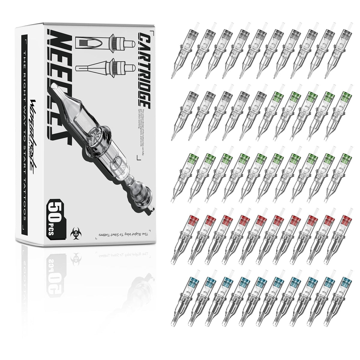 Wormhole Tattoo front packaging showing mixed 50pc set and contents benefit