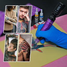 Wormhole Tattoo artist using wireless gun in studio for cordless mobility and precision