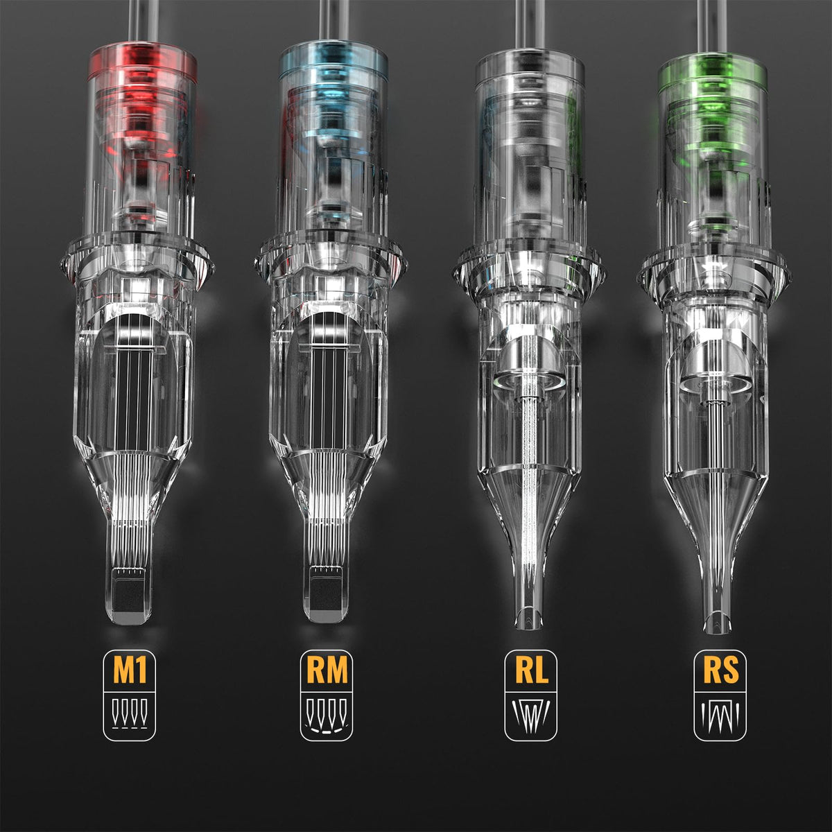 Wormhole Tattoo arranged needle sizes layout to show included configurations