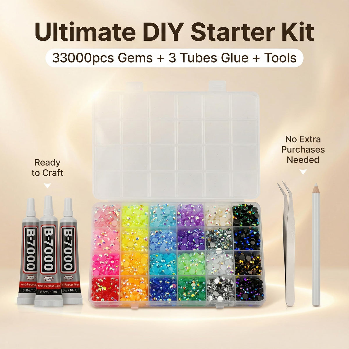 Worthofbest 24-grid organizer showing separate colored compartments for efficient crafting