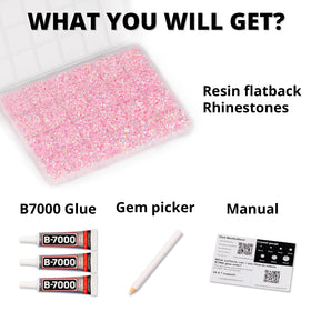 Worthofbest 24-grid organizer open with sorted pink rhinestones for quick access