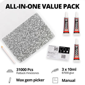 Worthofbest open 24-grid organizer with sorted rhinestones for easy access