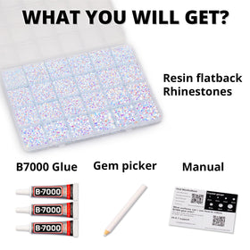Worthofbest open 24-grid organizer with sorted rhinestone sizes for easy access
