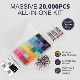 Worthofbest 28-grid organizer top view with sorted Jelly AB colors for easy selection