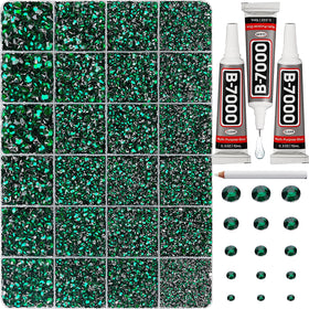 Worthofbest front packaging showing emerald rhinestone kit and accessories for easy storage