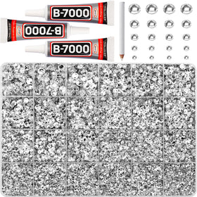 Worthofbest front packaging with clear case showing organized rhinestones for easy storage
