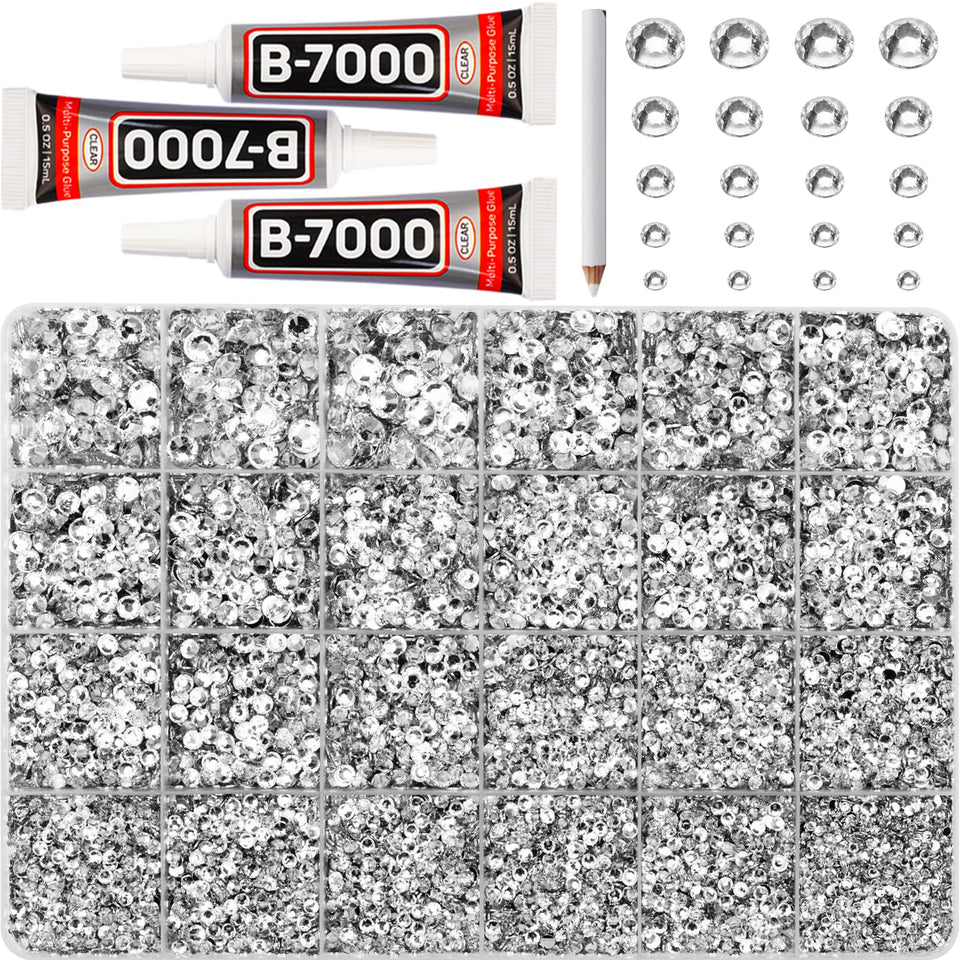 Worthofbest front packaging with clear case showing organized rhinestones for easy storage