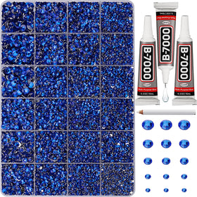Worthofbest front packaging showing royal blue rhinestone kit and included tools for easy crafting