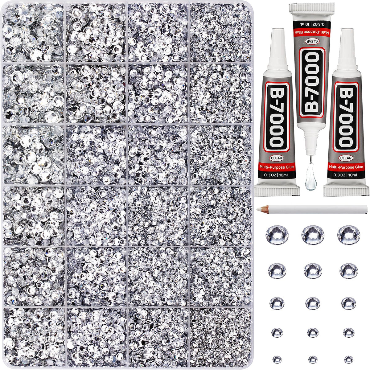 Worthofbest front packaging showing complete rhinestone kit and accessories for easy crafting