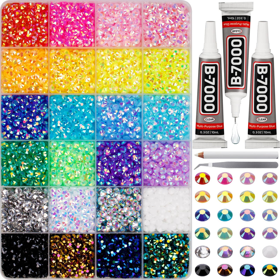 Worthofbest front packaging showing complete rhinestone kit and case benefit: ready-to-use storage
