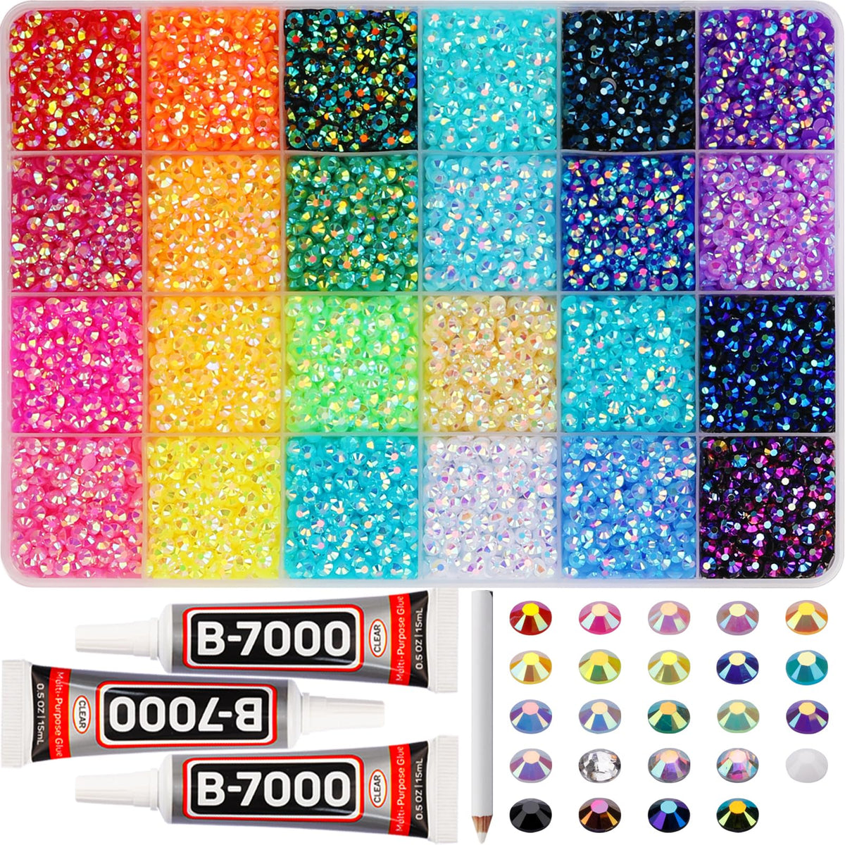 Worthofbest front packaging showing full rhinestone kit and tools for easy gifting
