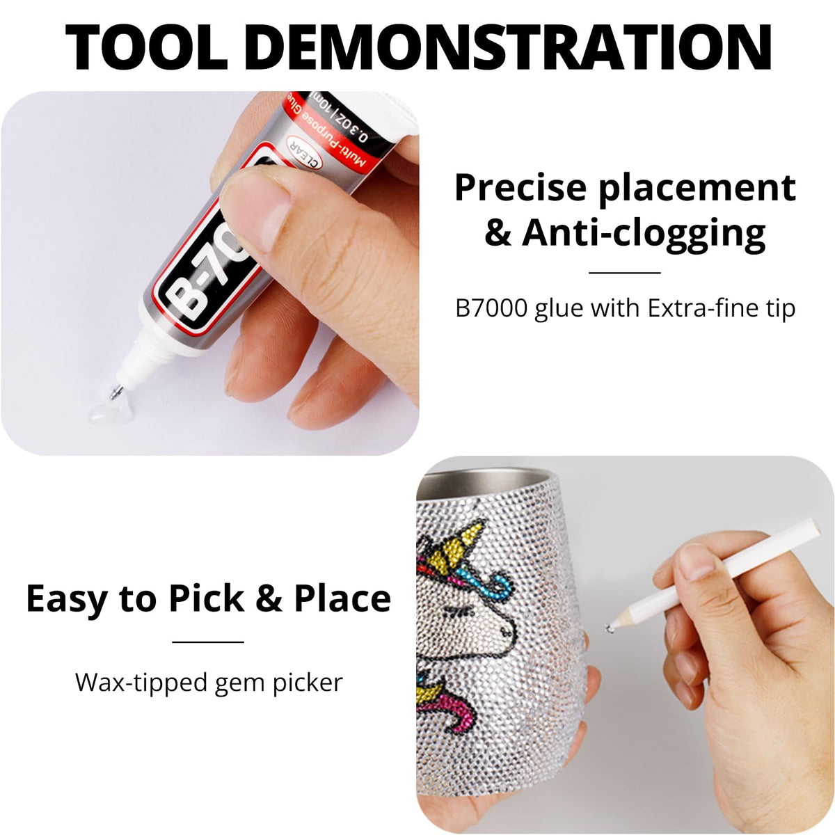 Worthofbest wax-tipped gem picker placing a rhinestone precisely, helps accurate application