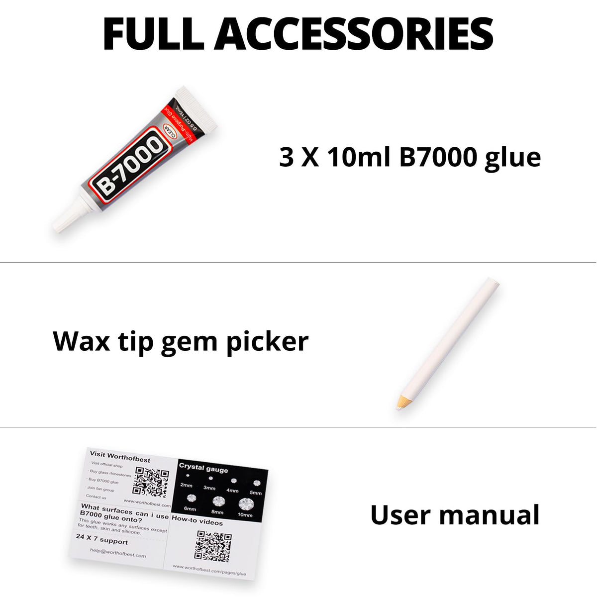 Worthofbest B7000 glue tube metal tip shown for accurate glue dots and clean results