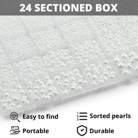 Worthofbest pearls arranged in 24-grid organizer for neat storage and sorting