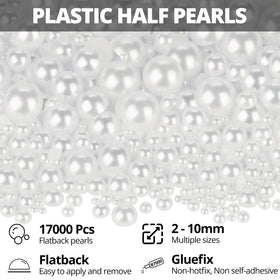 Worthofbest close-up of mixed-size white flatback pearls showing smooth finish