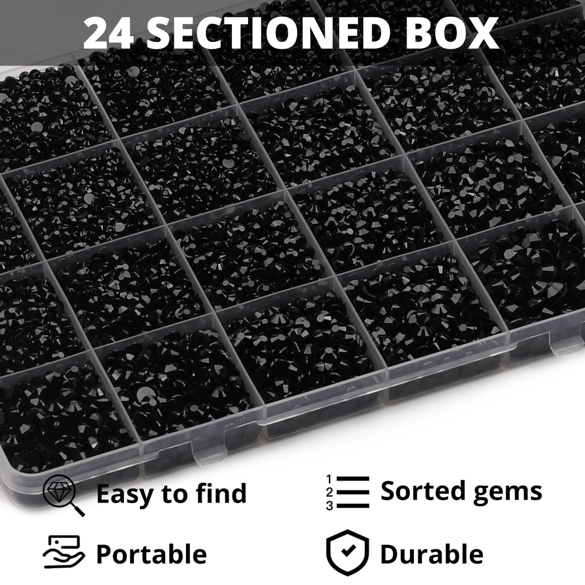 Worthofbest close-up of black rhinestone facets revealing cut detail for high light reflection