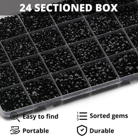 Worthofbest close-up of black rhinestone facets revealing cut detail for high light reflection