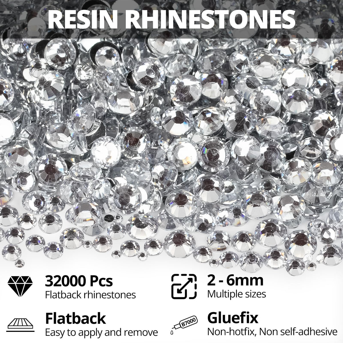 Worthofbest close-up of 2–6mm faceted rhinestones showing sparkle and reflective facets