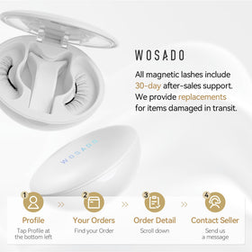 WOSADO lash strip detail showing magnetic points and secure fit advantage