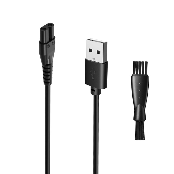 wotdmu front view of charger cord and cleaning brush, shows complete kit and convenience