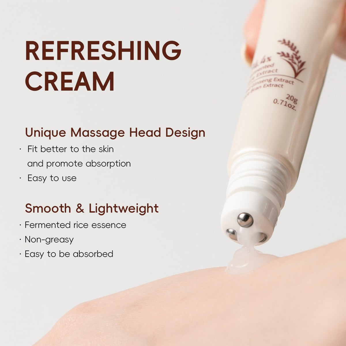 WOUGLAY ice roller in use cooling under-eye area to reduce puffiness and soothe skin