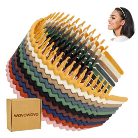 WOVOWOVO front view of 10-pack headbands showing color variety and compact design