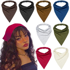 WOVOWOVO front view of eight colorful headscarves showing full set and benefits